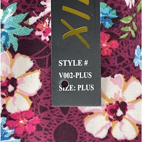 New Mix Plus One Size Floral Leggings Burgundy Pink Blue Stretch Soft
 NWT - Picture 9 of 10
